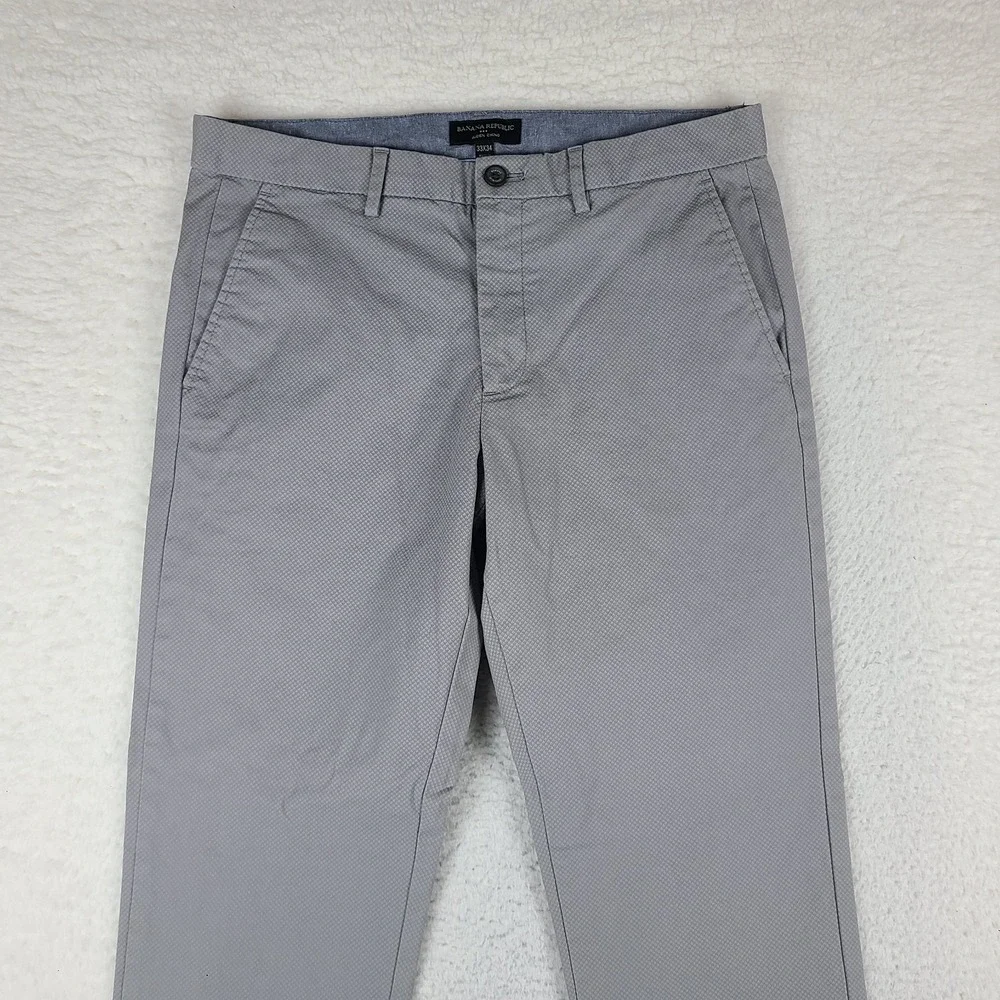 Banana Republic Pants Mens 33x34 Gray Geometric Aiden Chino Straight Leg